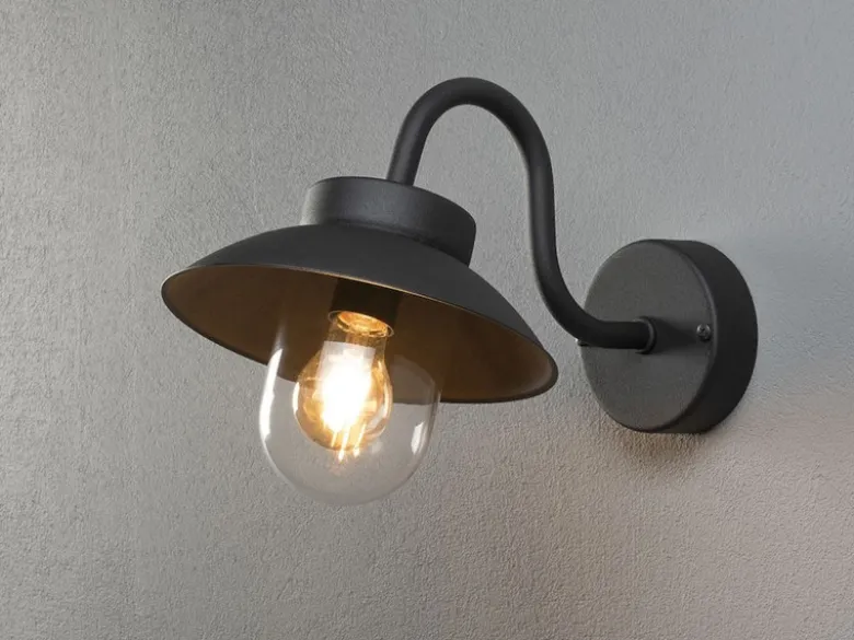 Kleine Außenwandleuchte VEGA aus Aluminium Schwarz, Höhe 24cm