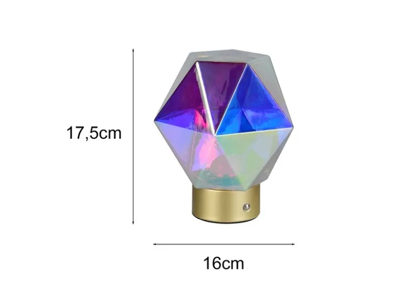 Kleine ausgefallene Akku Tischlampe STAVRO USB aufladbar, Glas bunt, Höhe 17,5cm