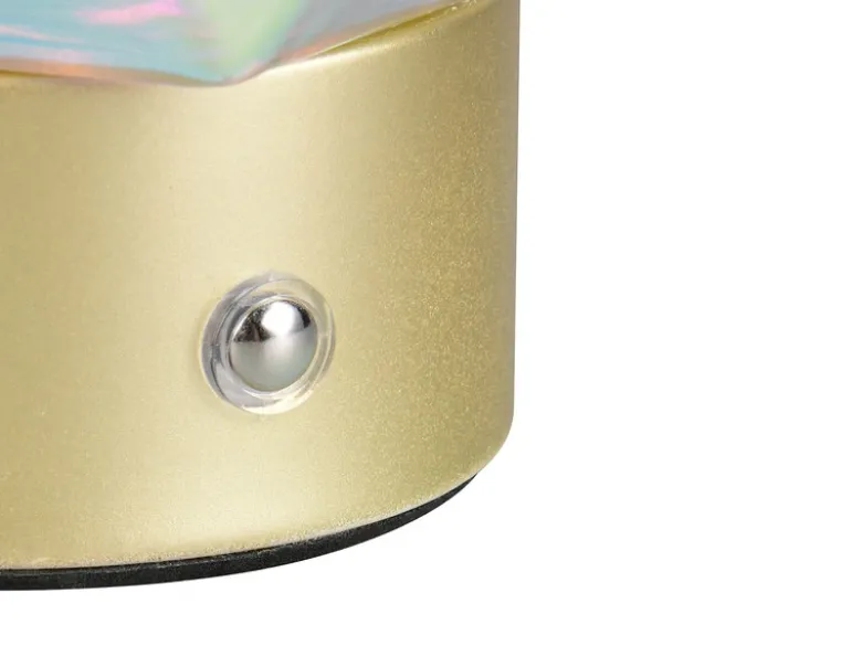 Kleine ausgefallene Akku Tischlampe STAVRO USB aufladbar, Glas bunt, Höhe 17,5cm