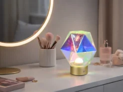 Kleine ausgefallene Akku Tischleuchte Glas bunt, USB aufladbar, Höhe 17,5cm