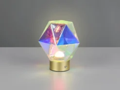 Kleine ausgefallene Akku Tischleuchte Glas bunt, USB aufladbar, Höhe 17,5cm