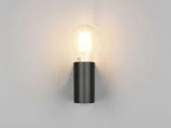 Kleine Bad Wandleuchte PRATELLA aus Kunststoff Schwarz, Höhe 8cm
