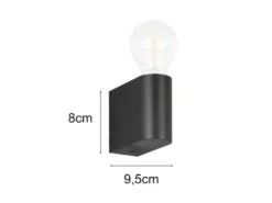 Kleine Bad Wandleuchte PRATELLA aus Kunststoff Schwarz, Höhe 8cm