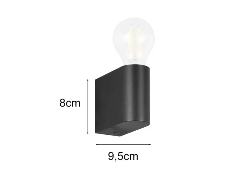 Kleine Bad Wandleuchte PRATELLA aus Kunststoff Schwarz, Höhe 8cm