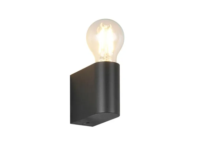 Kleine Bad Wandleuchte PRATELLA aus Kunststoff Schwarz, Höhe 8cm