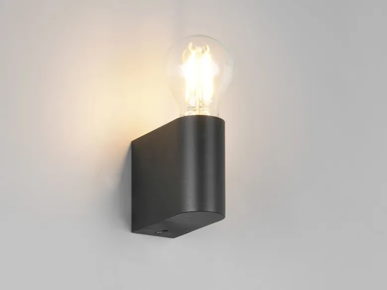 Kleine Bad Wandleuchte PRATELLA aus Kunststoff Schwarz, Höhe 8cm