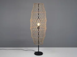 Kleine Boho LED Stehleuchte Lampenschirm geflochten aus Hanfseil, Höhe 120cm