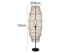 Kleine Boho LED Stehleuchte Lampenschirm geflochten aus Hanfseil, Höhe 120cm
