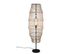 Kleine Boho Stehlampe HIVE Lampenschirm geflochten aus Hanfseil, Höhe 120cm