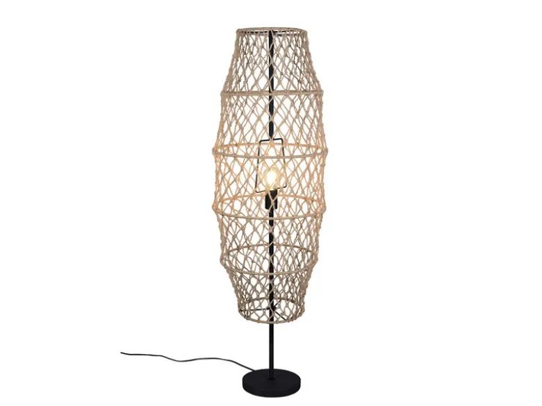 Kleine Boho Stehlampe HIVE Lampenschirm geflochten aus Hanfseil, Höhe 120cm