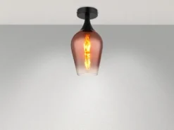 Kleine Deckenleuchte LAVUS mit Glas Lampenschirm Kupferfarbig, Ø 15cm