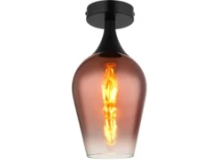 Kleine Deckenleuchte LAVUS mit Glas Lampenschirm Kupferfarbig, Ø 15cm