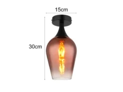 Kleine Deckenleuchte LAVUS mit Glas Lampenschirm Kupferfarbig, Ø 15cm