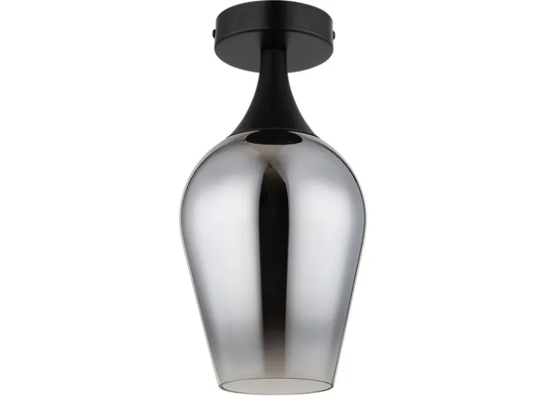 Kleine Deckenleuchte LAVUS mit Rauchglas Lampenschirm, Ø 15cm