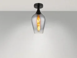Kleine Deckenleuchte LAVUS mit Rauchglas Lampenschirm, Ø 15cm