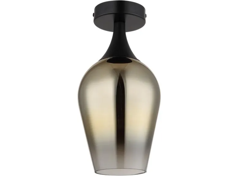 Kleine Deckenleuchte LAVUS mit Glas Lampenschirm Gold, Ø 15cm