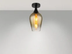 Kleine Deckenleuchte LAVUS mit Glas Lampenschirm Gold, Ø 15cm