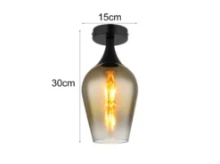 Kleine Deckenleuchte LAVUS mit Glas Lampenschirm Gold, Ø 15cm