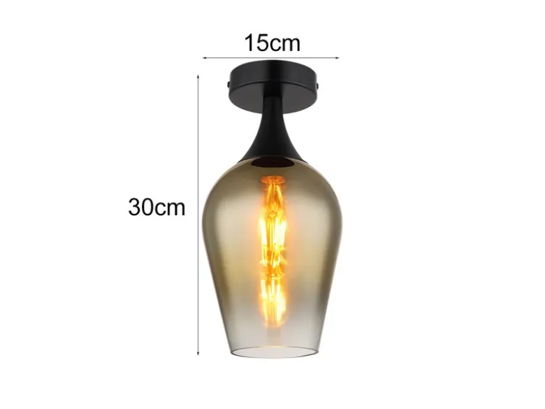 Kleine Deckenleuchte LAVUS mit Glas Lampenschirm Gold, Ø 15cm