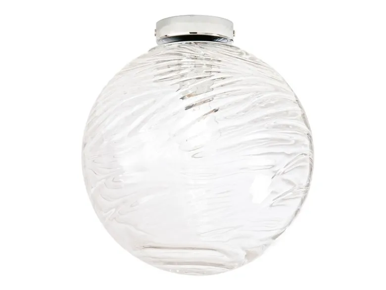 Kleine Deckenleuchte NEREIDE Glaskugel Wellenmuster Transparent, Ø 30cm