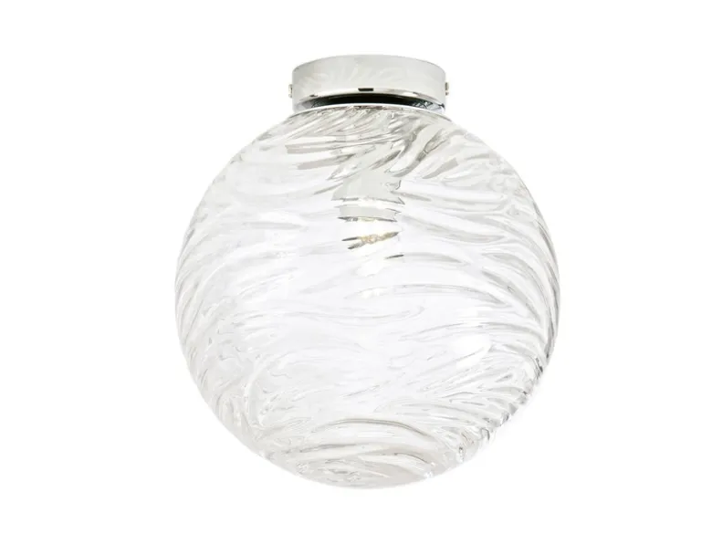 Kleine Deckenleuchte NEREIDE Glaskugel Wellenmuster Transparent, Ø 25cm