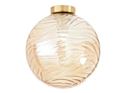 Kleine Deckenleuchte NEREIDE Glaskugel Wellenmuster Champagner, Ø 30cm
