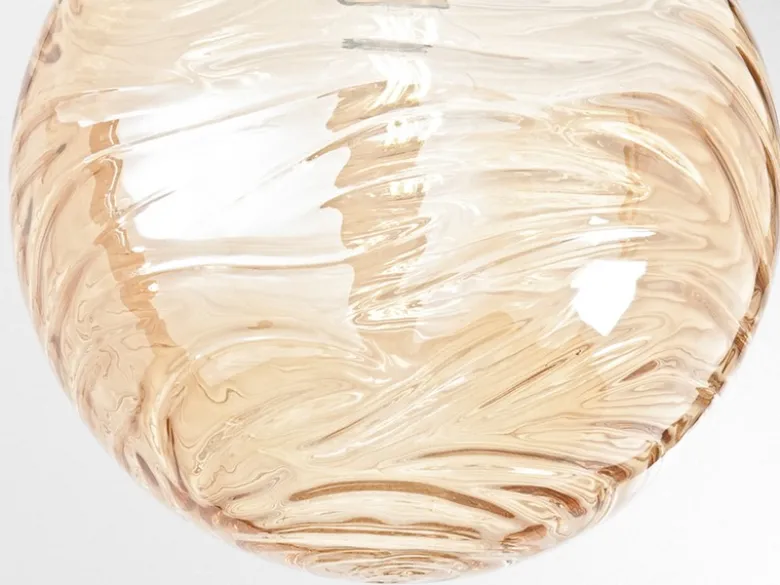 Kleine Deckenleuchte NEREIDE Glaskugel Wellenmuster Champagner, Ø 30cm