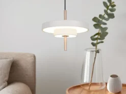 Kleine dimmbare LED Pendelleuchte KEATON im modernen Design, Hellgrau Ø 20cm