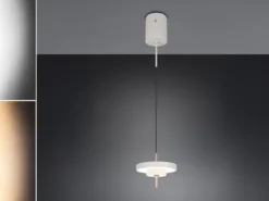 Kleine dimmbare LED Pendelleuchte KEATON im modernen Design, Hellgrau Ø 20cm