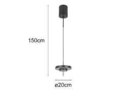 Kleine dimmbare LED Pendelleuchte KEATON im modernen Design, Schwarz Gold Ø 20cm