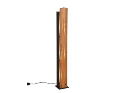 Kleine dimmbare LED Stehleuchte mit Naturholz, Höhe 120cm