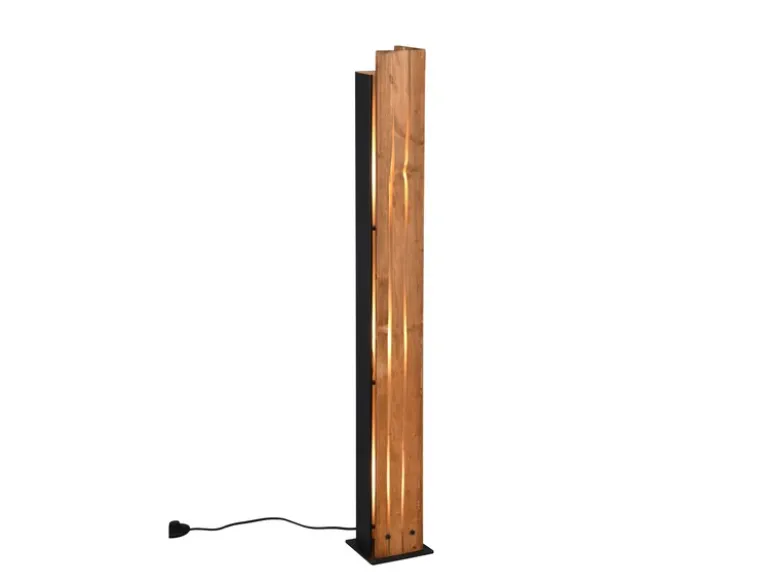Kleine dimmbare LED Stehleuchte mit Naturholz, Höhe 120cm