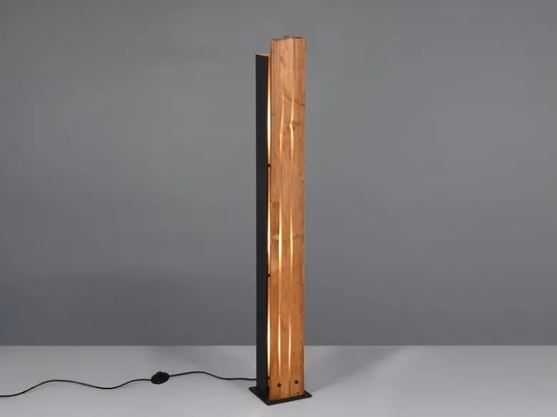 Kleine dimmbare LED Stehleuchte mit Naturholz, Höhe 120cm