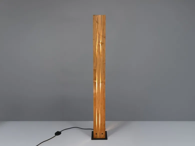 Kleine dimmbare LED Stehleuchte mit Naturholz, Höhe 120cm