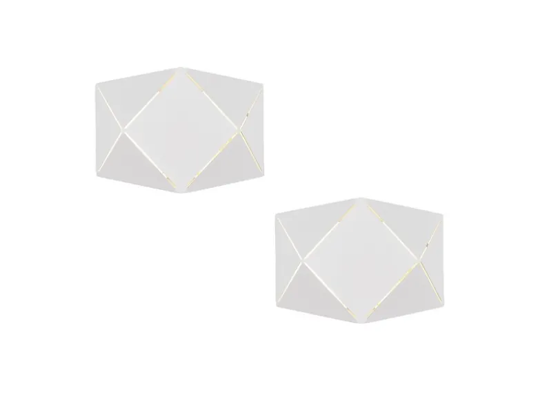 Kleine geometrische LED Wandlampen 2er SET mit Lasercut Muster, Breite 18cm