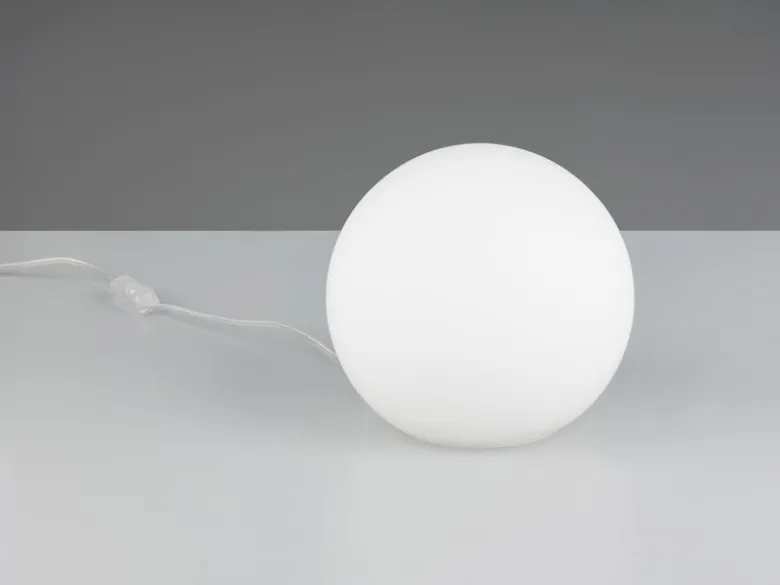 Kleine Glas Kugel Tischlampe PINGPONG Weiß Ø 20cm