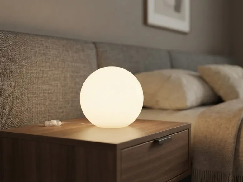 Kleine Glas Kugel Tischlampe PINGPONG Weiß Ø 20cm