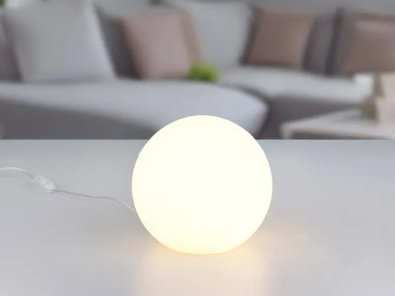 Kleine Glas Kugel Tischlampe PINGPONG Weiß Ø 20cm