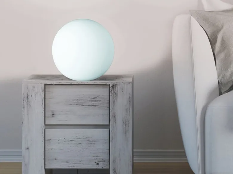 Kleine Glas Kugel Tischlampe Weiß Ø 20cm inkl. E27 LED