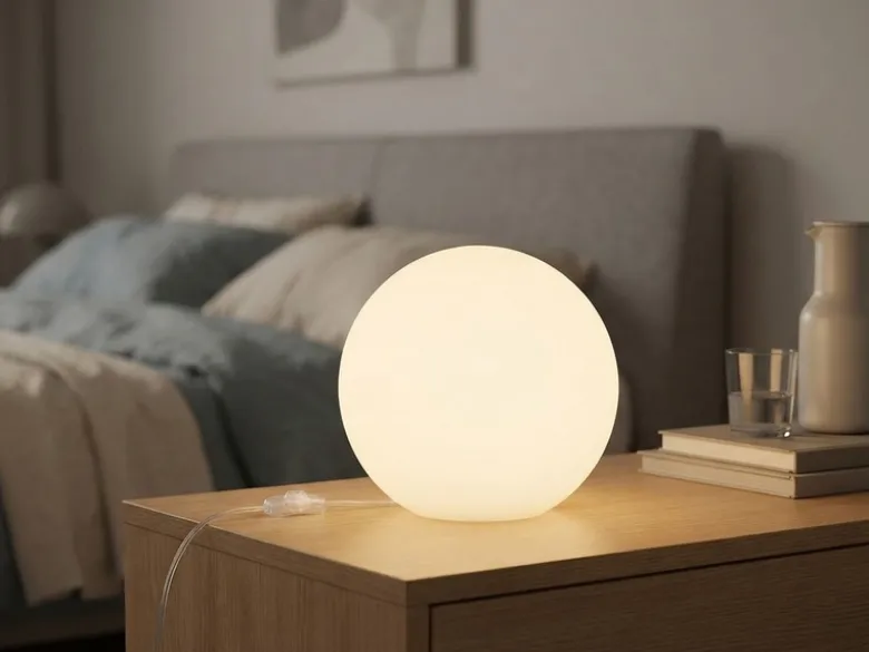 Kleine Glas Kugel Tischlampe Weiß Ø 20cm inkl. E27 LED