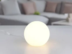 Kleine Glas Kugel Tischlampe Weiß Ø 20cm inkl. E27 LED