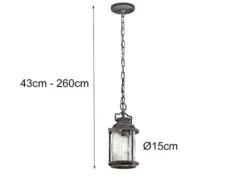 Kleine Industrial Pendelleuchte ASHLAND BAY für Innen & Außen, Anthrazit Ø15cm
