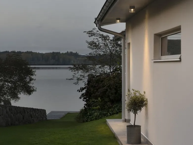 Kleine LED Außendeckenleuchte VARESE Anthrazit mit Glas Ø 11cm