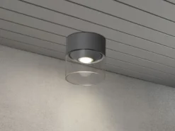 Kleine LED Außendeckenleuchte VARESE Anthrazit mit Glas Ø 11cm