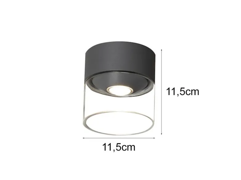 Kleine LED Außendeckenleuchte VARESE Anthrazit mit Glas Ø 11cm
