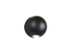 Kleine LED Außenwandleuchte AVISIO Up and Down, Kugel in Schwarz Ø 10cm