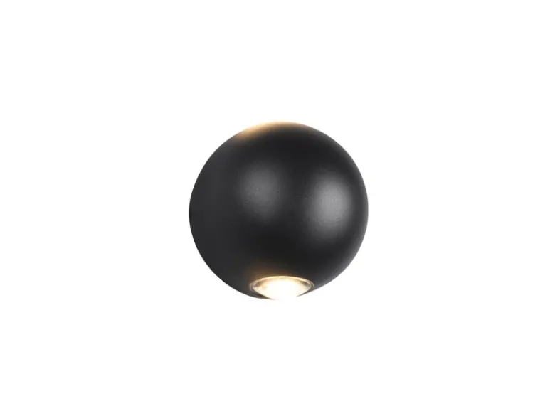 Kleine LED Außenwandleuchte AVISIO Up and Down, Kugel in Schwarz Ø 10cm