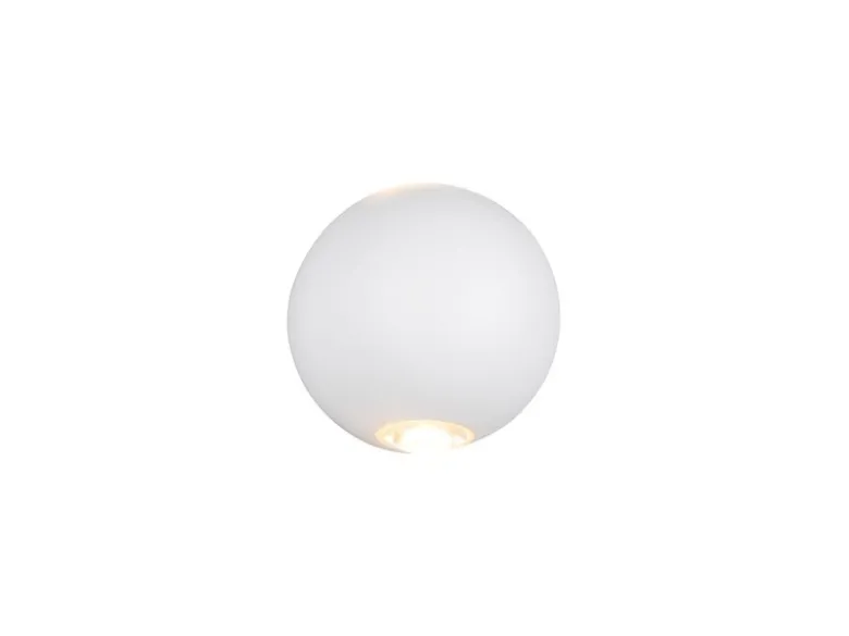Kleine LED Außenwandleuchte AVISIO Up and Down, Kugel in Weiß Ø 10cm
