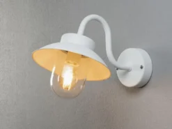 Kleine LED Außenwandleuchte aus Aluminium Weiß, Höhe 24cm