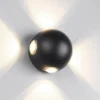 Kleine LED Außenwandleuchte AVISIO 4 flammig, Kugel in Schwarz Ø 10cm